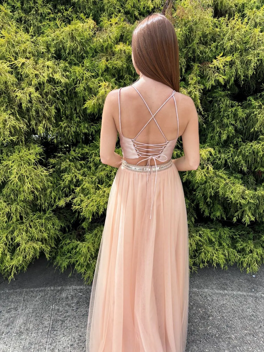 Envious Couture 1040 Rose Gold V-Neck 2-Piece Ballgown