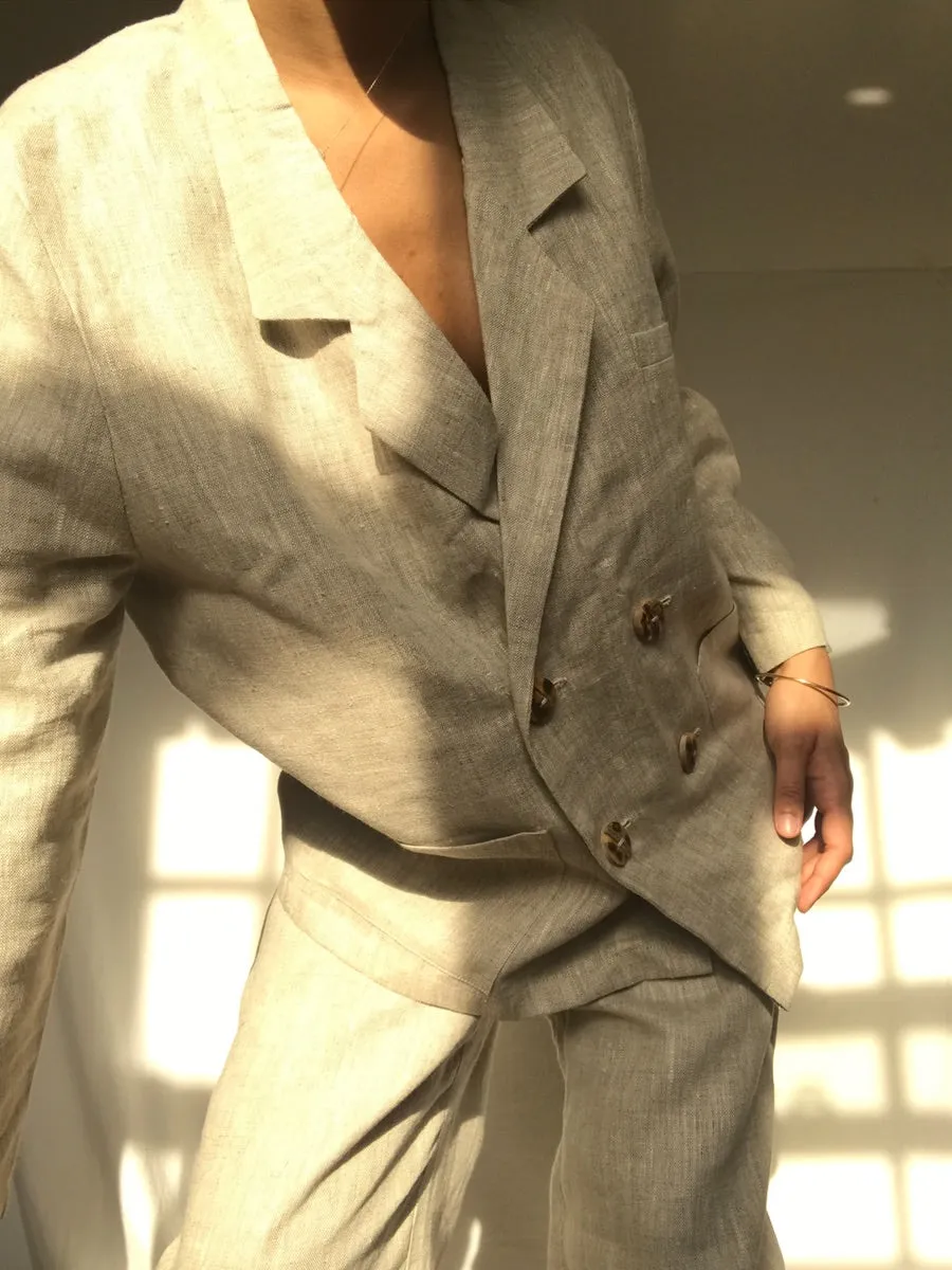 Ethically Made Beige Linen Suit Plain