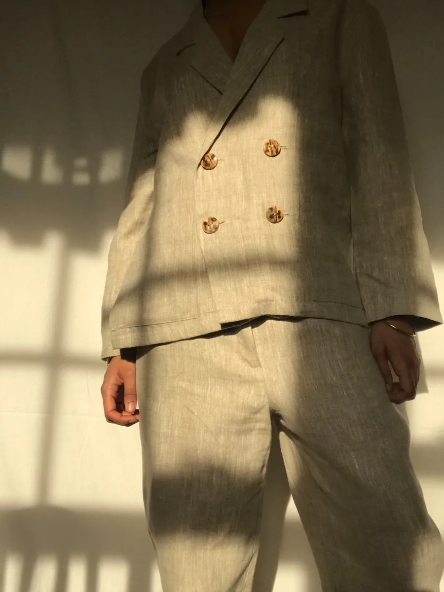 Ethically Made Beige Linen Suit Plain