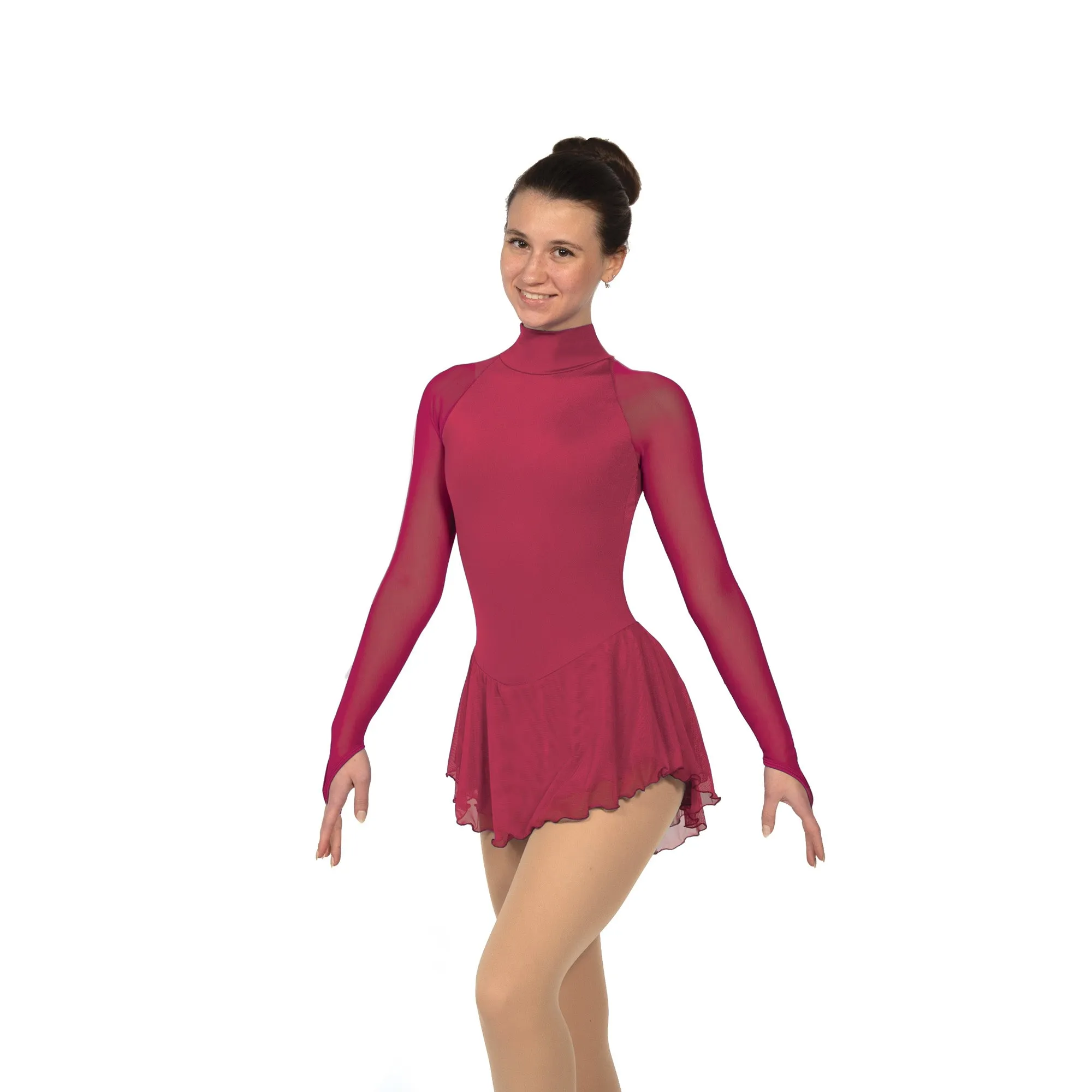 F22009P Competition Figure Skating Classic High Neck Dress PLAIN