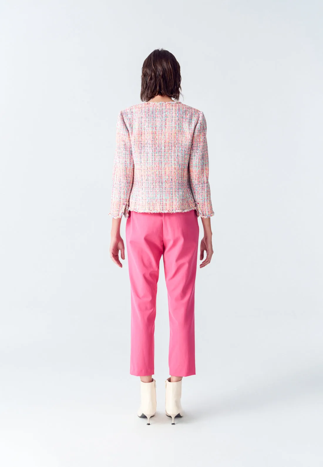 Fuchsia Straight-leg Crepe Pants