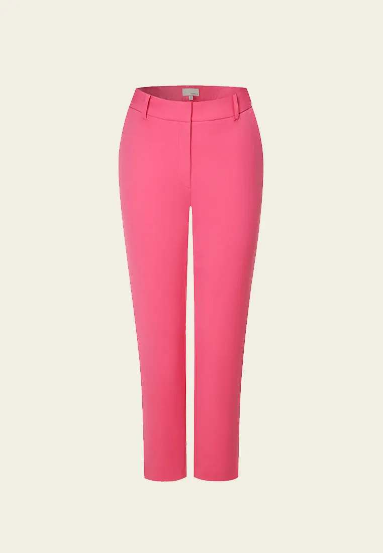 Fuchsia Straight-leg Crepe Pants