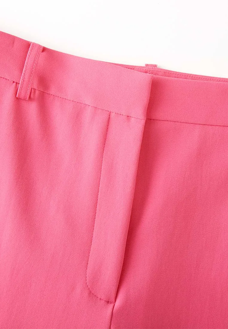 Fuchsia Straight-leg Crepe Pants