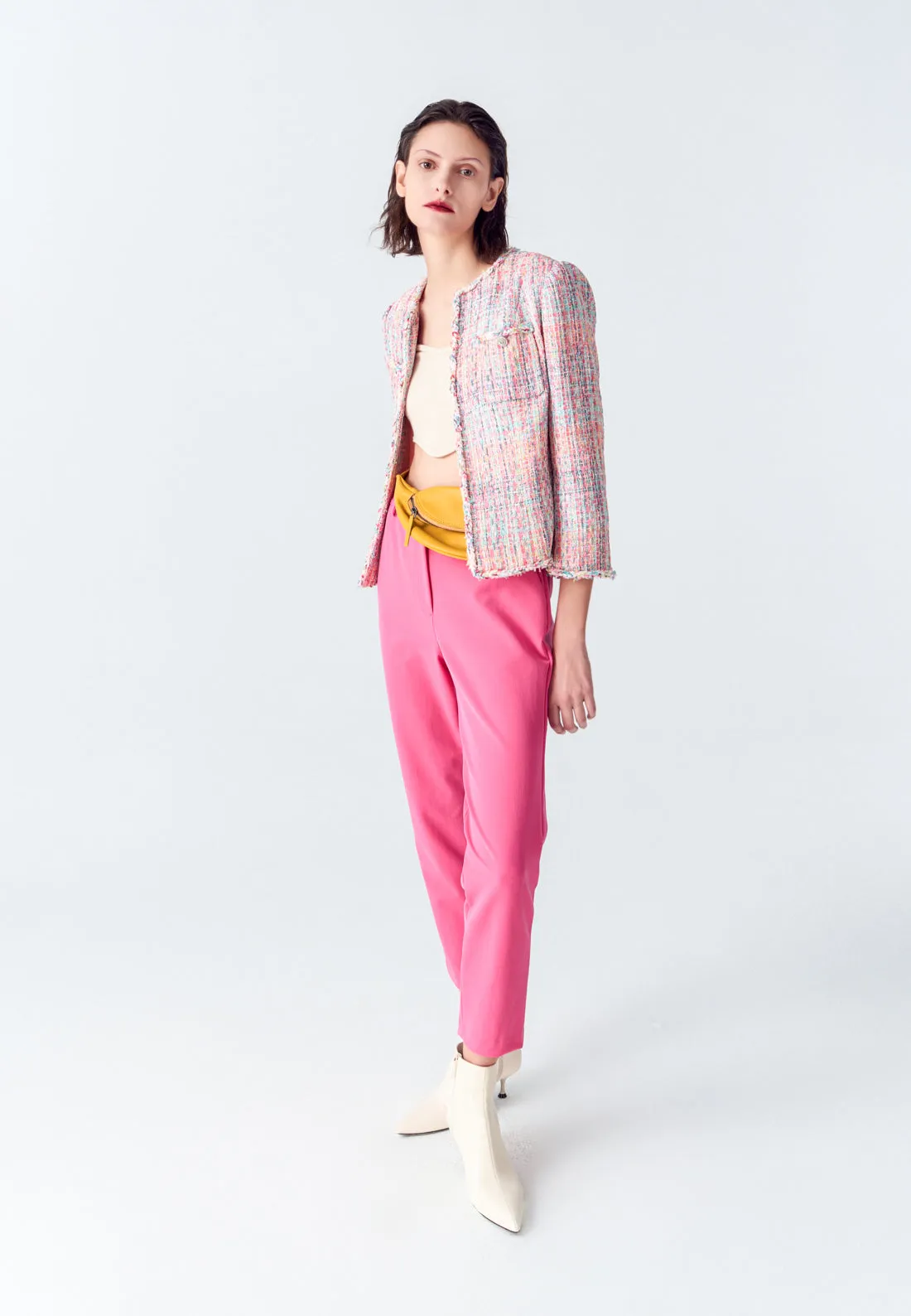 Fuchsia Straight-leg Crepe Pants