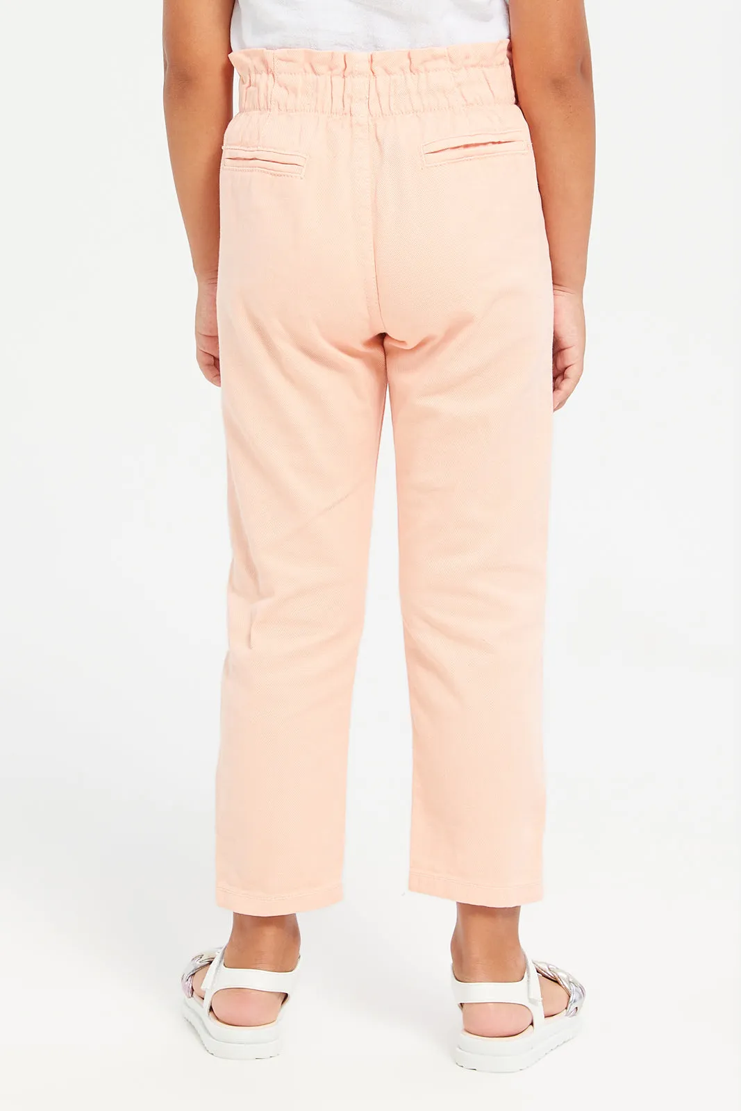 Girls Pink Straight Fit Trousers