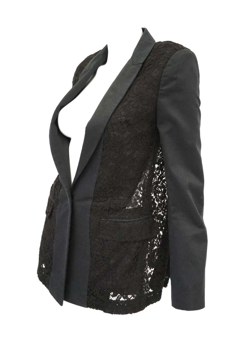 Givenchy Black Floral Lace Back Panel Blazer