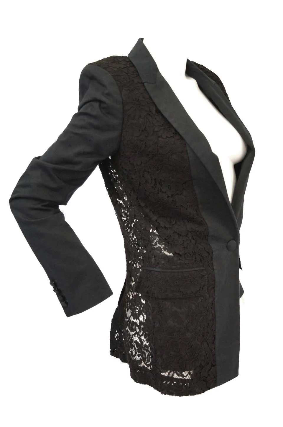 Givenchy Black Floral Lace Back Panel Blazer