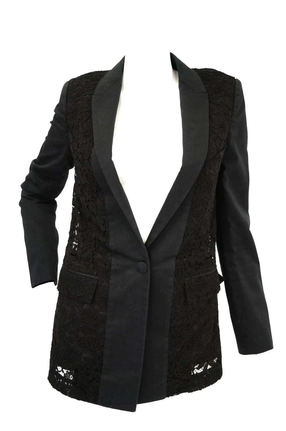 Givenchy Black Floral Lace Back Panel Blazer