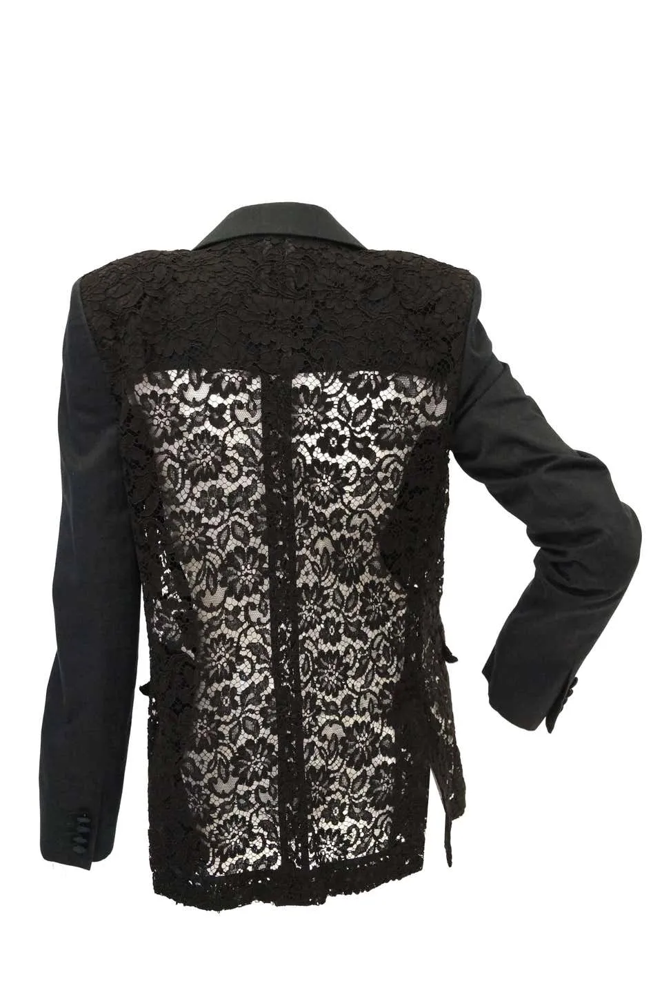 Givenchy Black Floral Lace Back Panel Blazer