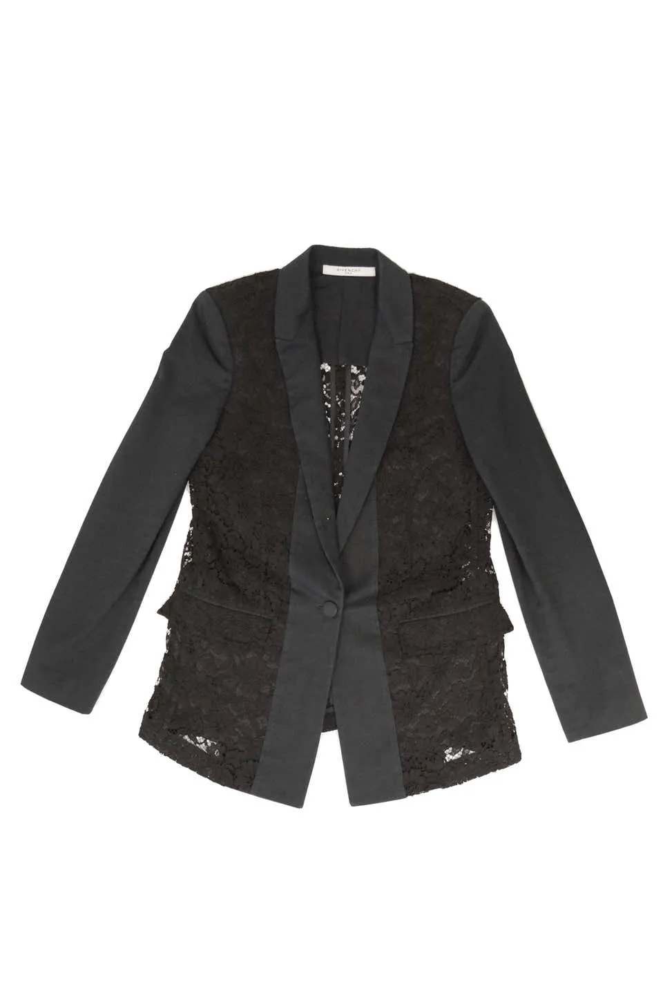 Givenchy Black Floral Lace Back Panel Blazer