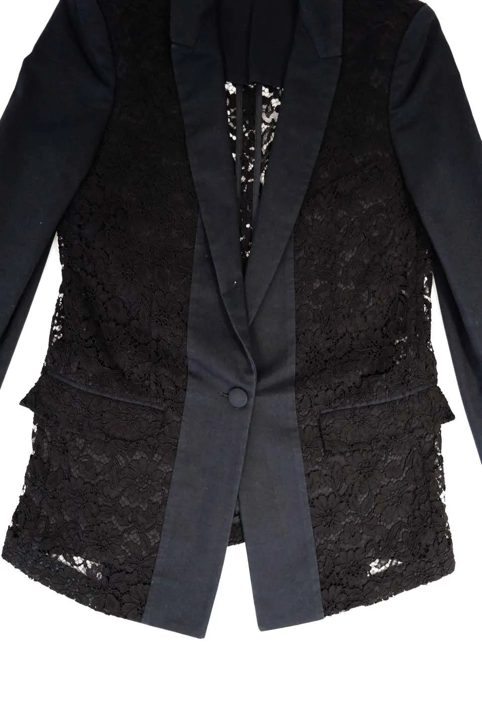 Givenchy Black Floral Lace Back Panel Blazer