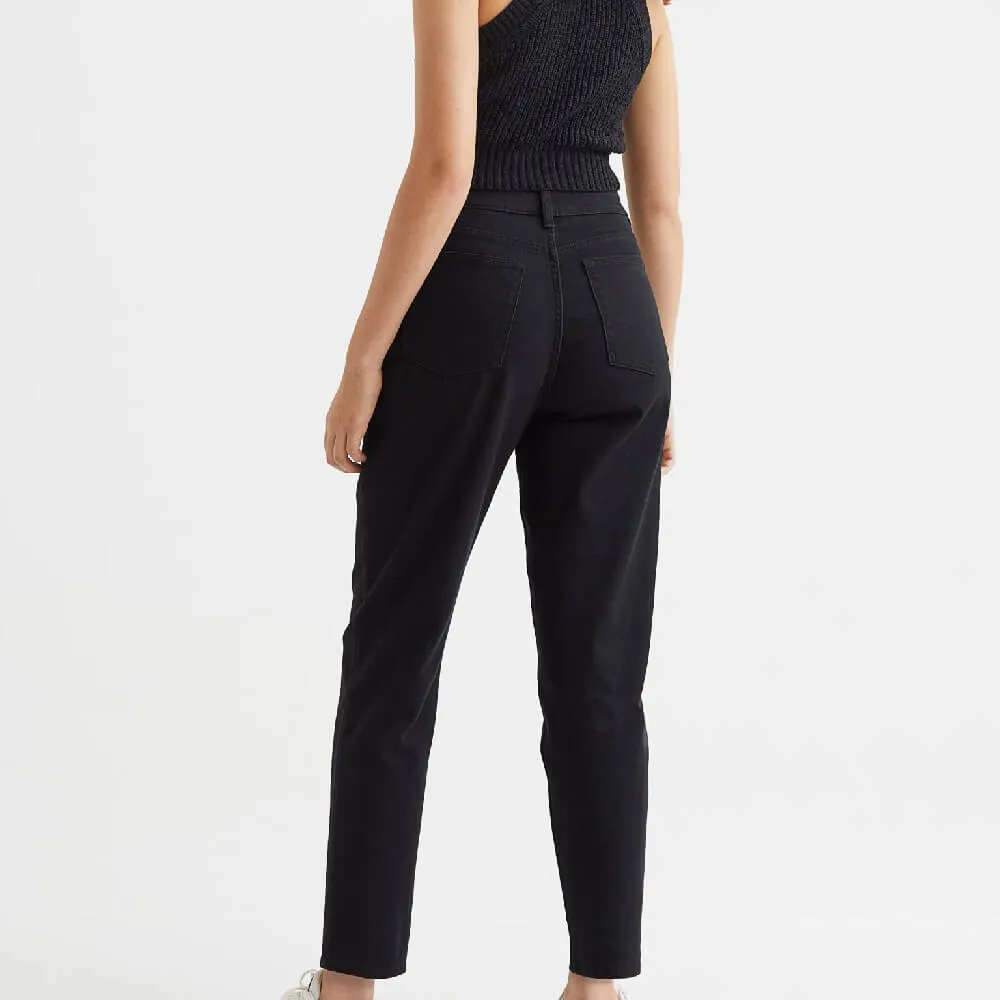 H&M Mom Loose Fit Twill Pants, black