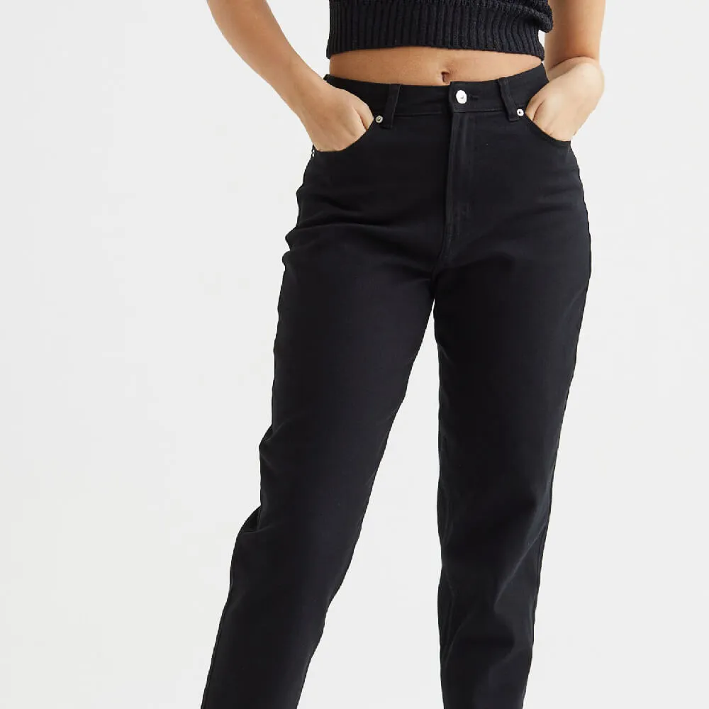 H&M Mom Loose Fit Twill Pants, black