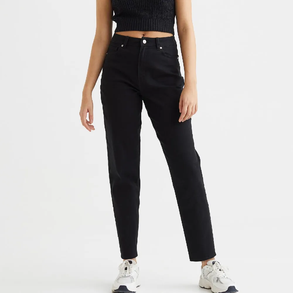 H&M Mom Loose Fit Twill Pants, black