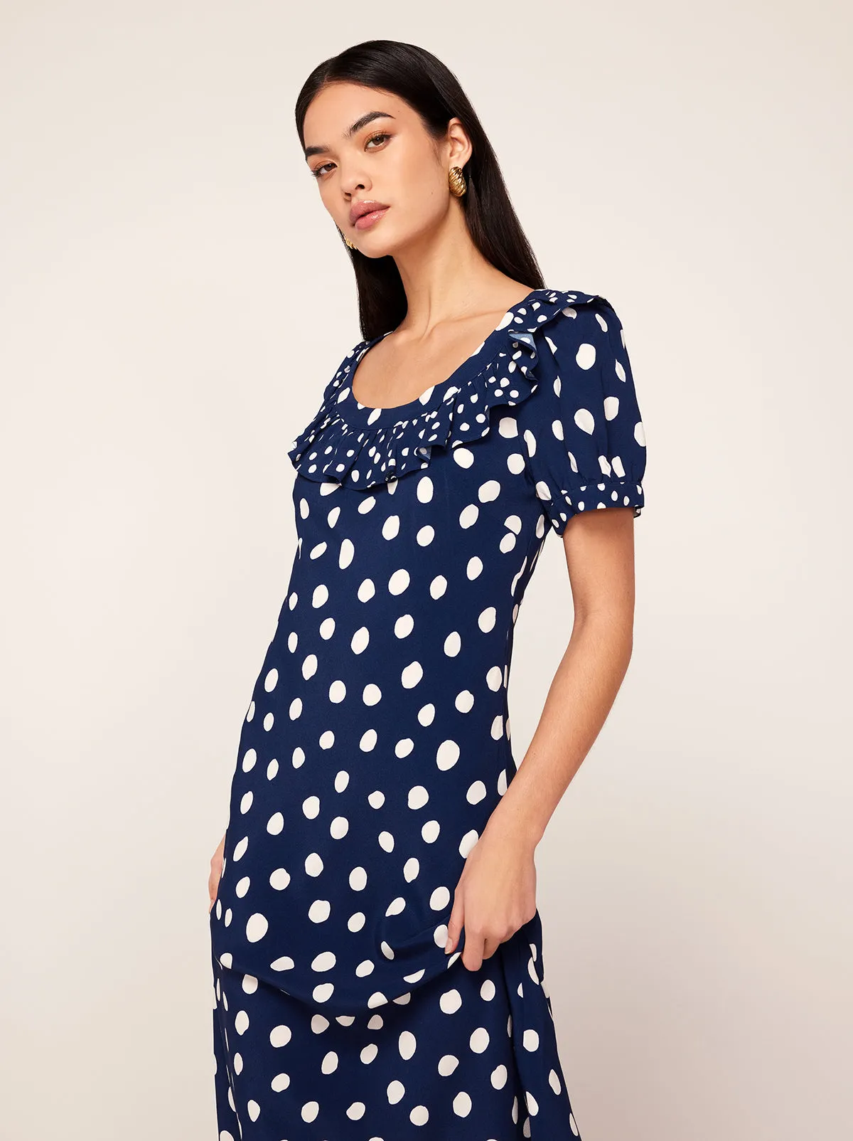 Hilda Mixed Polka Dot Midi Dress