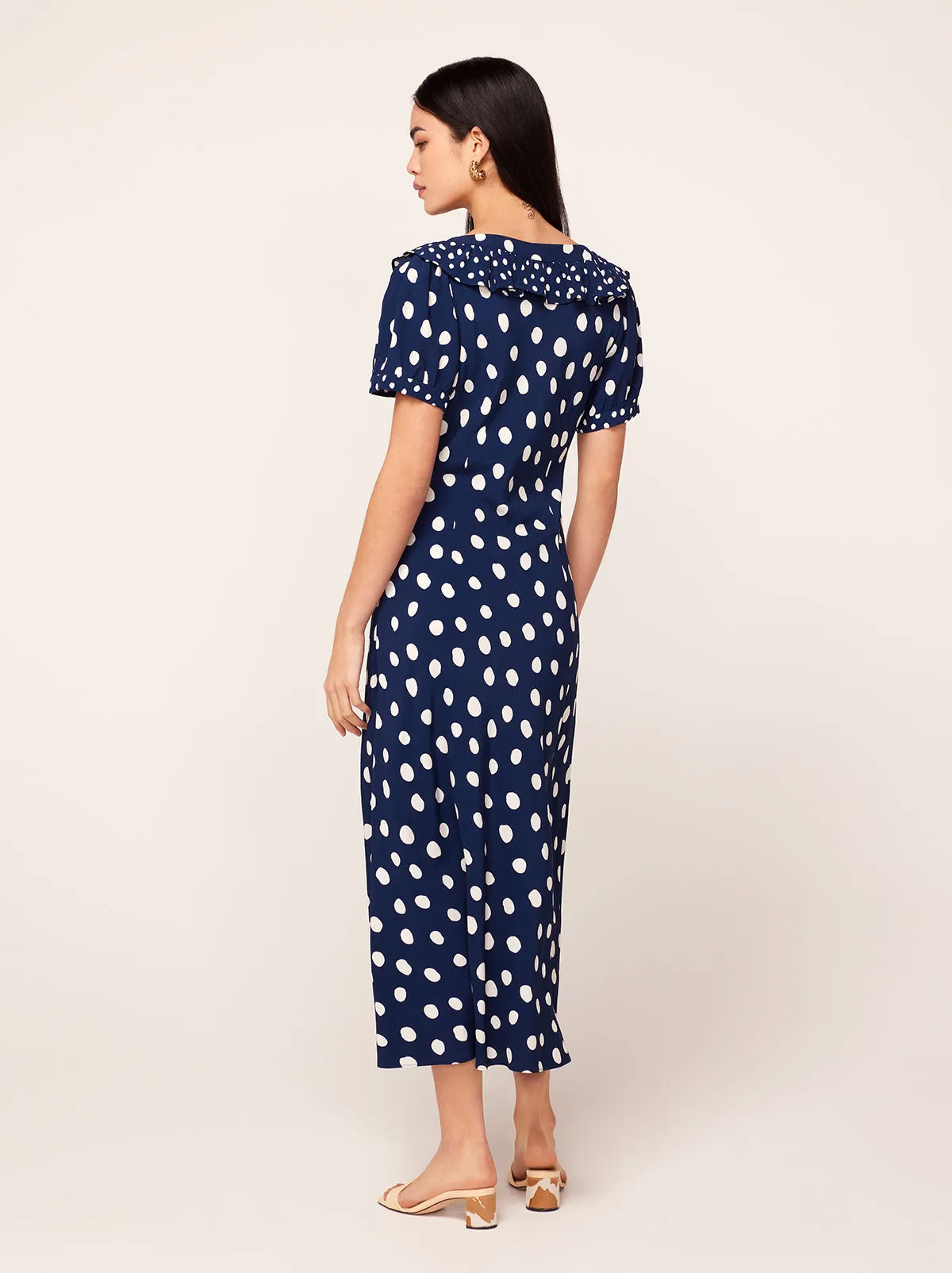 Hilda Mixed Polka Dot Midi Dress