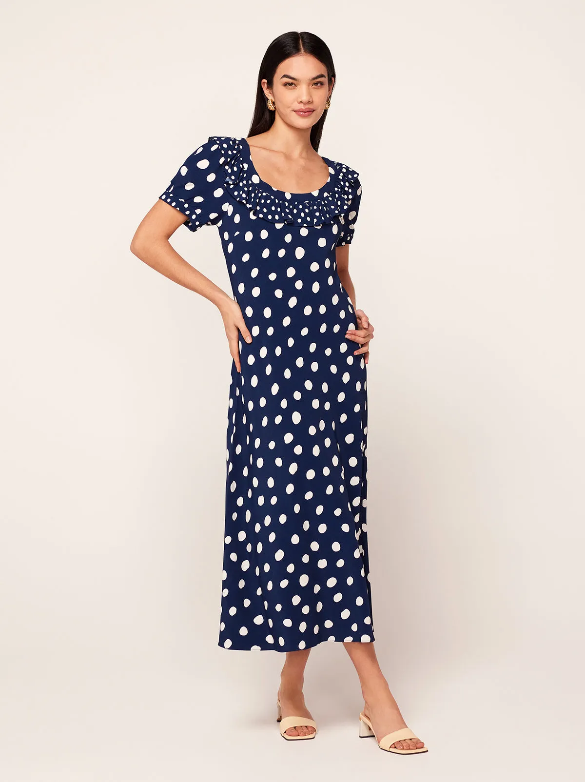 Hilda Mixed Polka Dot Midi Dress