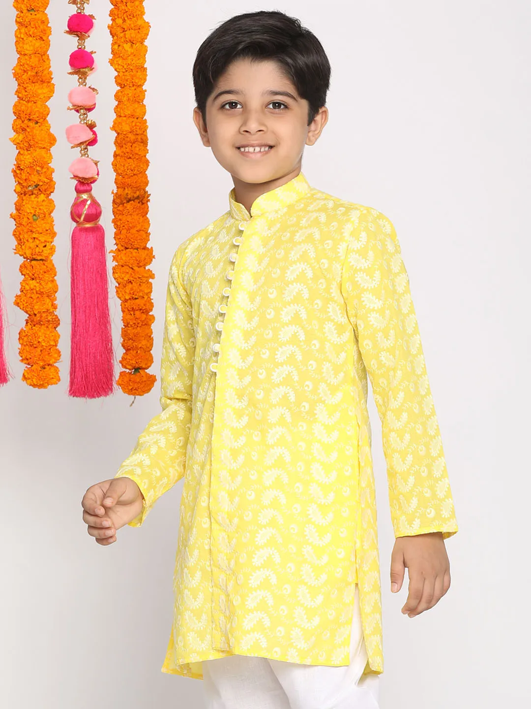 Jashvi Boy's Mustard Pure Cotton  Kurta