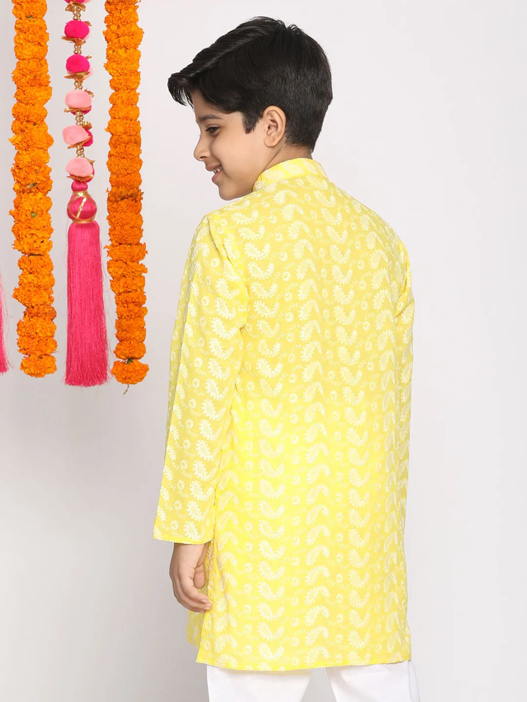 Jashvi Boy's Mustard Pure Cotton  Kurta