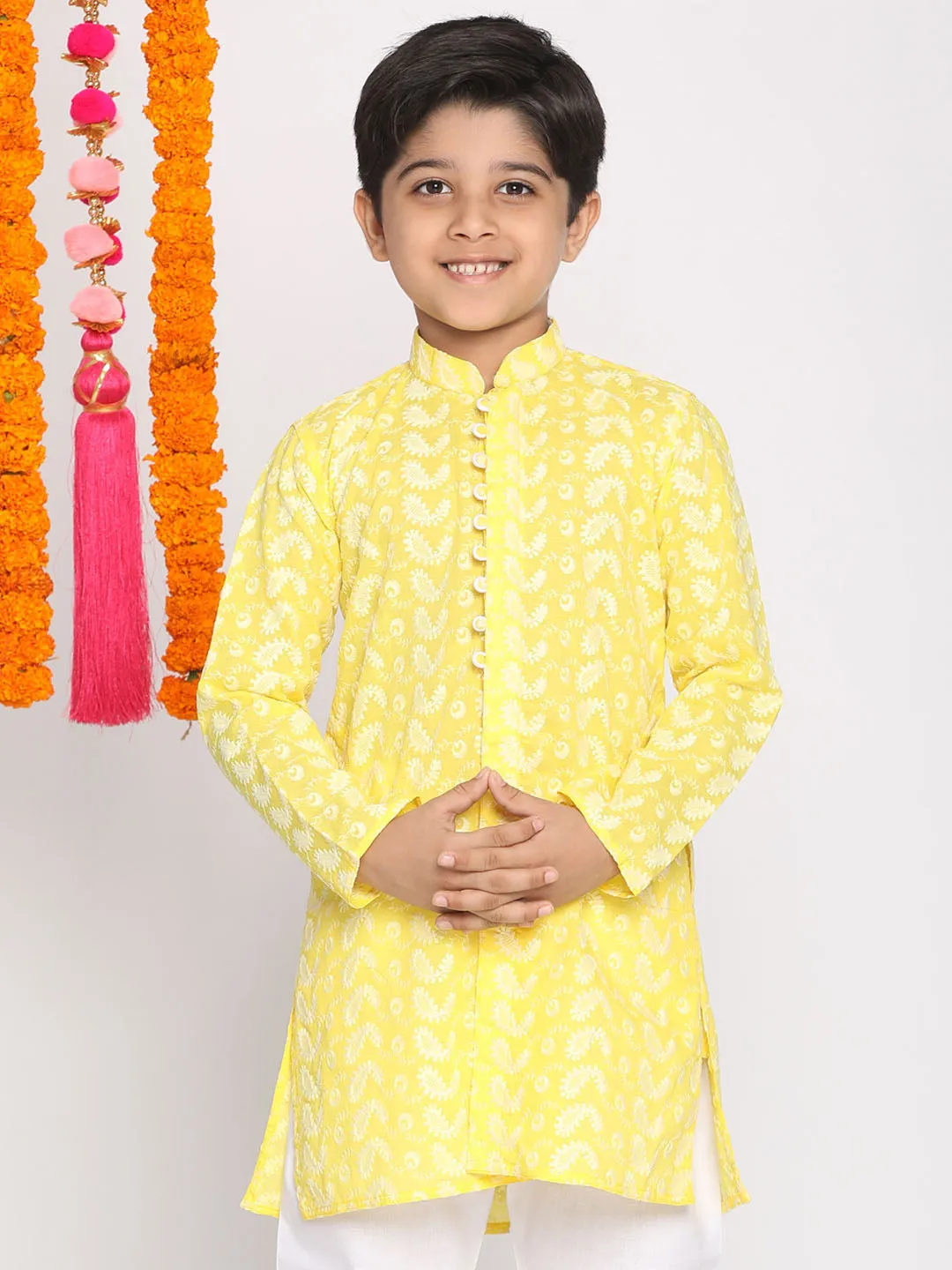 Jashvi Boy's Mustard Pure Cotton  Kurta