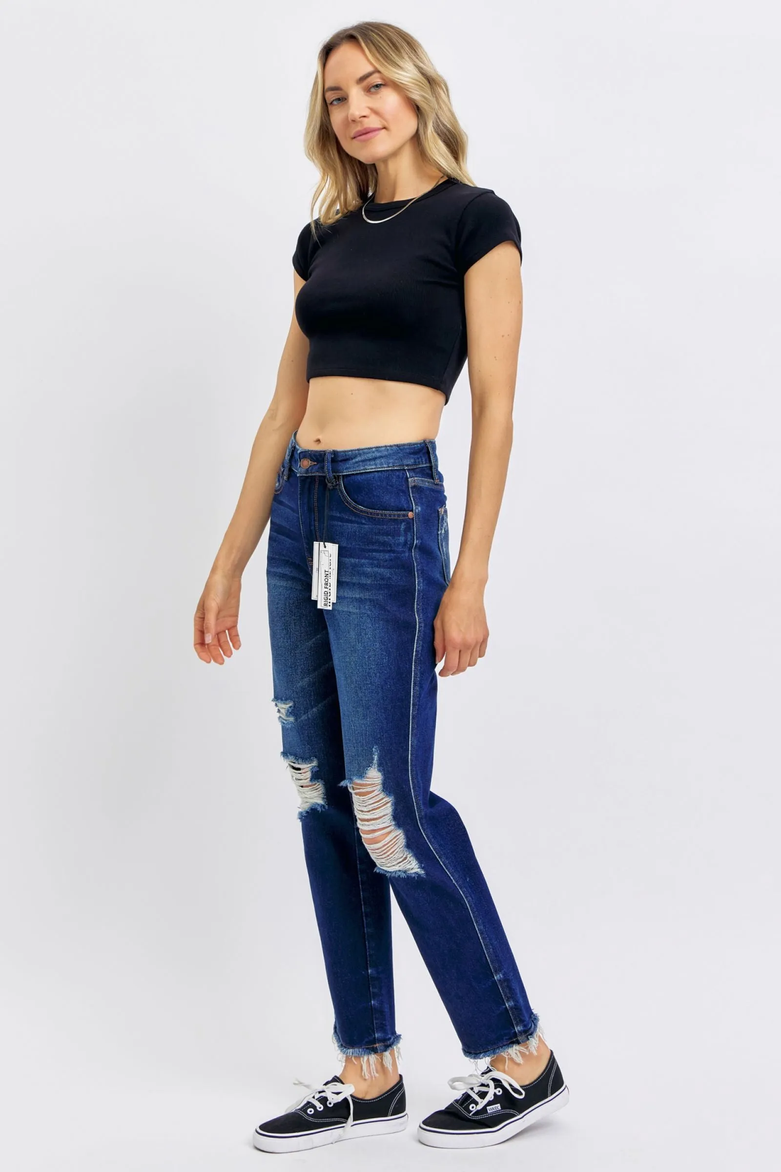 Judy Blue High Waist Rigid Magic Heavy Destroy Straight Jeans 88819