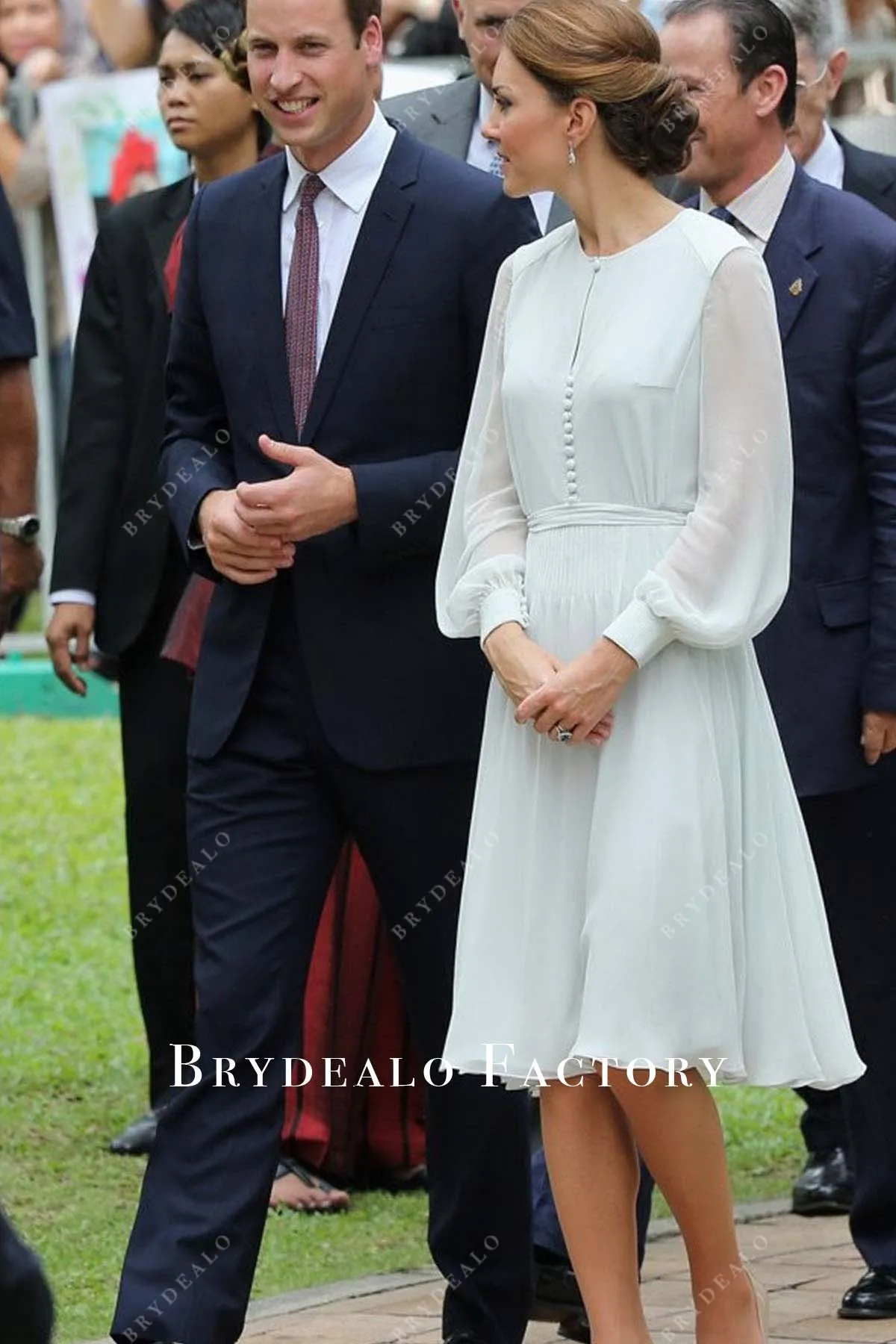 Kate Middleton Chiffon Knee Length Dress Malaysian 2012