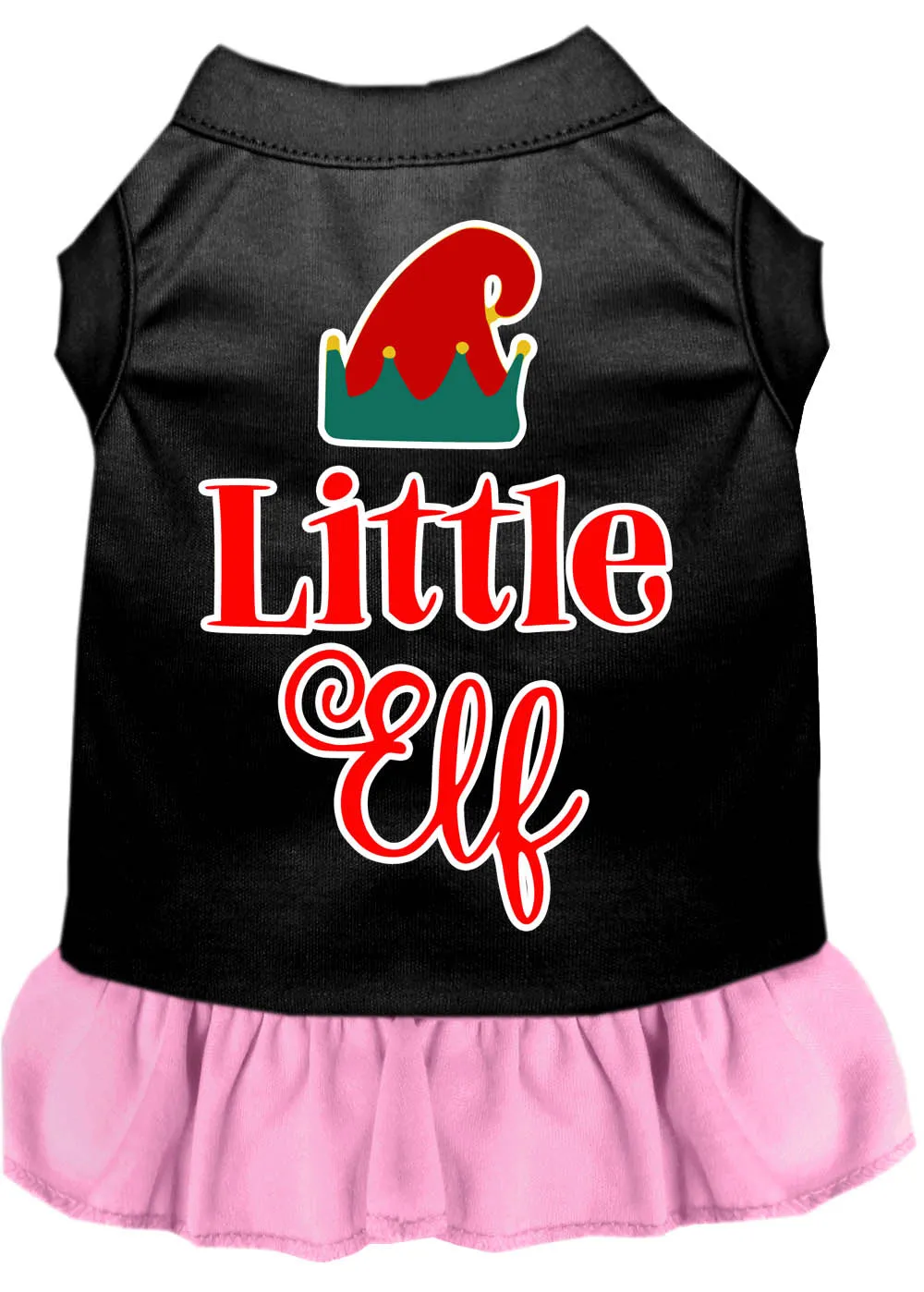 Little Elf Screen Print Dog Dress Black With Light Pink Xs