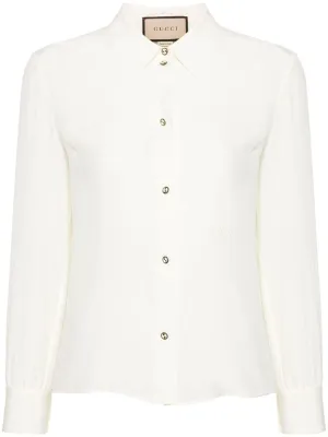 LOGO-EMBROIDERED SILK SHIRT