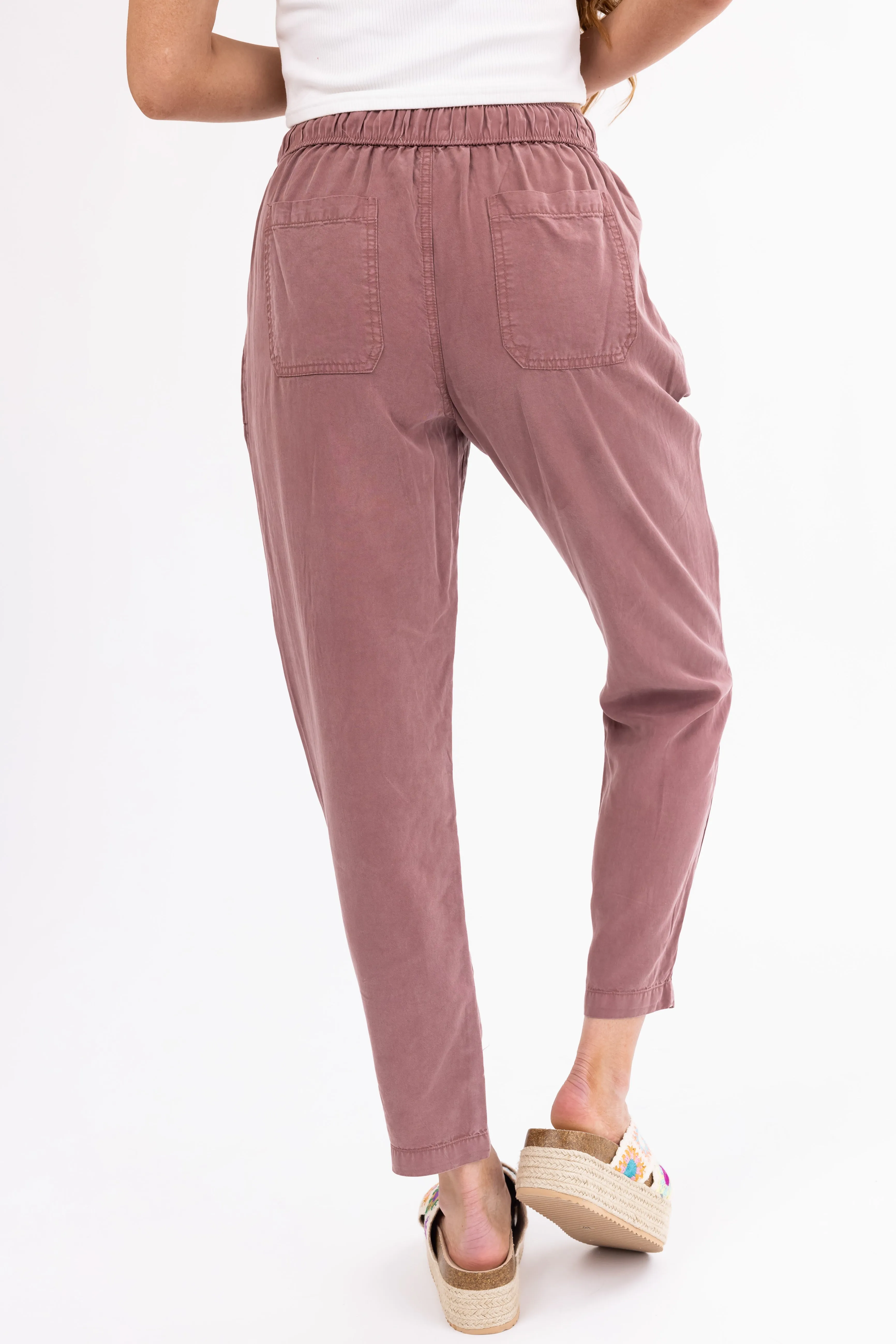 Marsala Straight Leg Drawstring Soft Pants