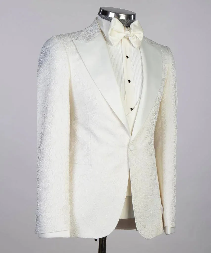 Mens 3 Piece Beige Tuxedo Wedding