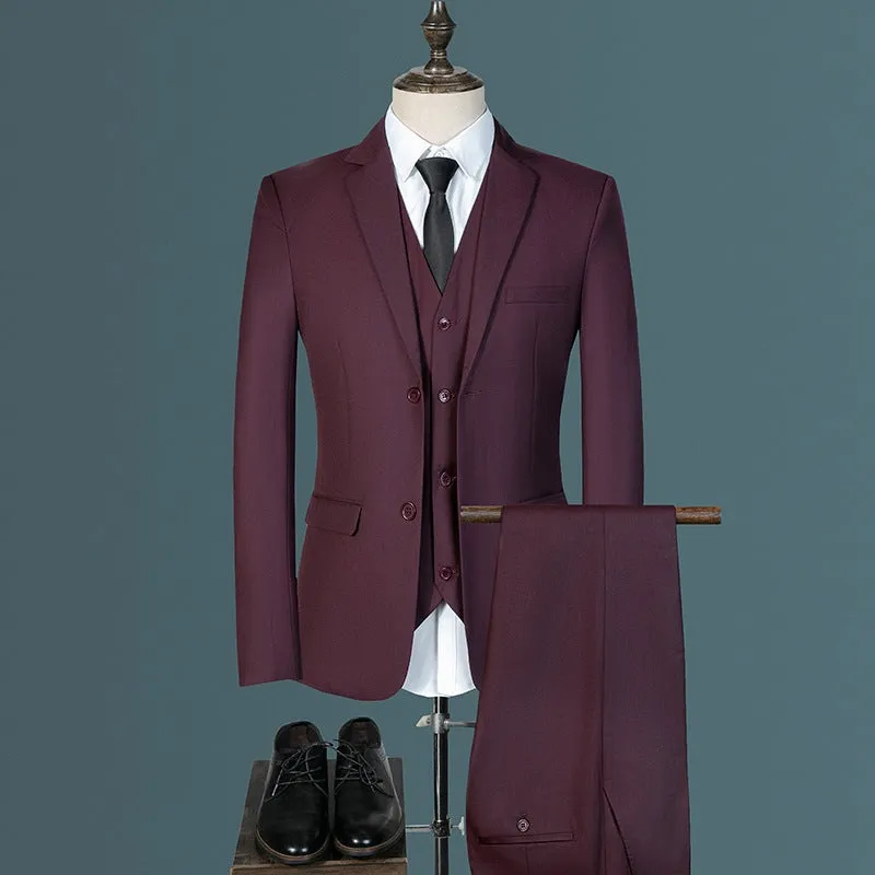 Men's Three Piece Korean Style Slim Casual Suit