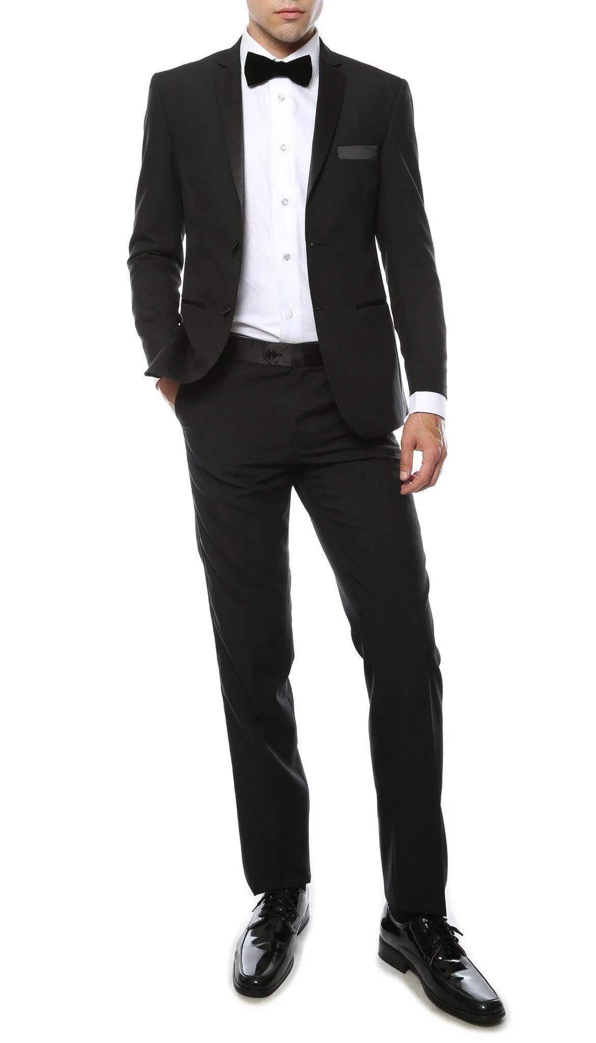 Paul Lorenzo Mens Black Slim Fit 2 Piece Tuxedo