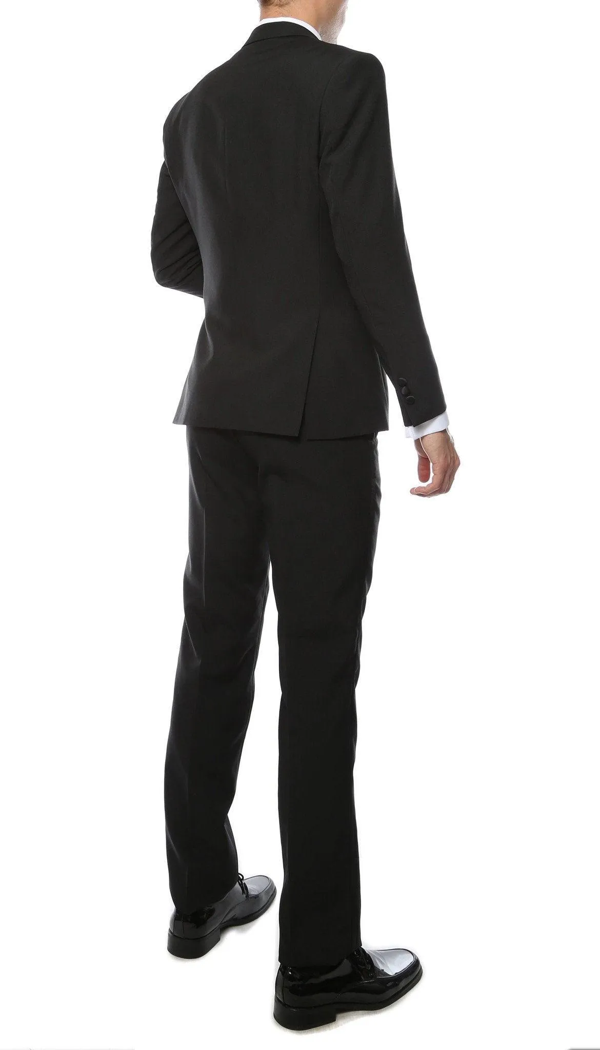 Paul Lorenzo Mens Black Slim Fit 2 Piece Tuxedo