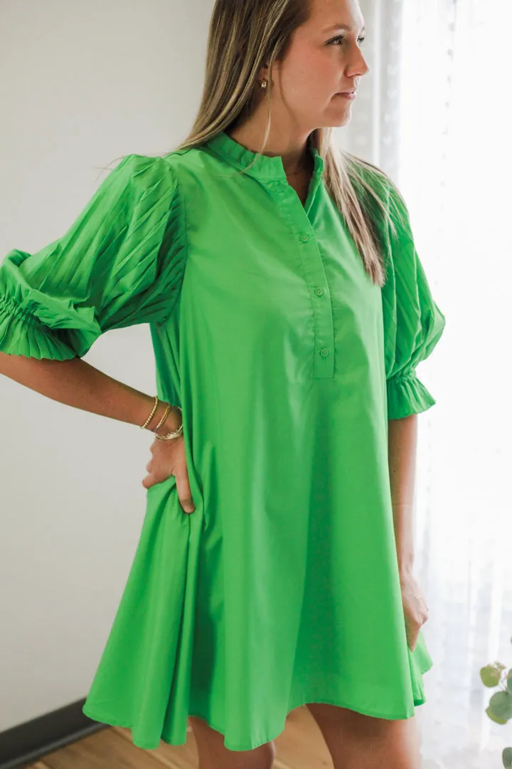 Pleated Sleeve Dress