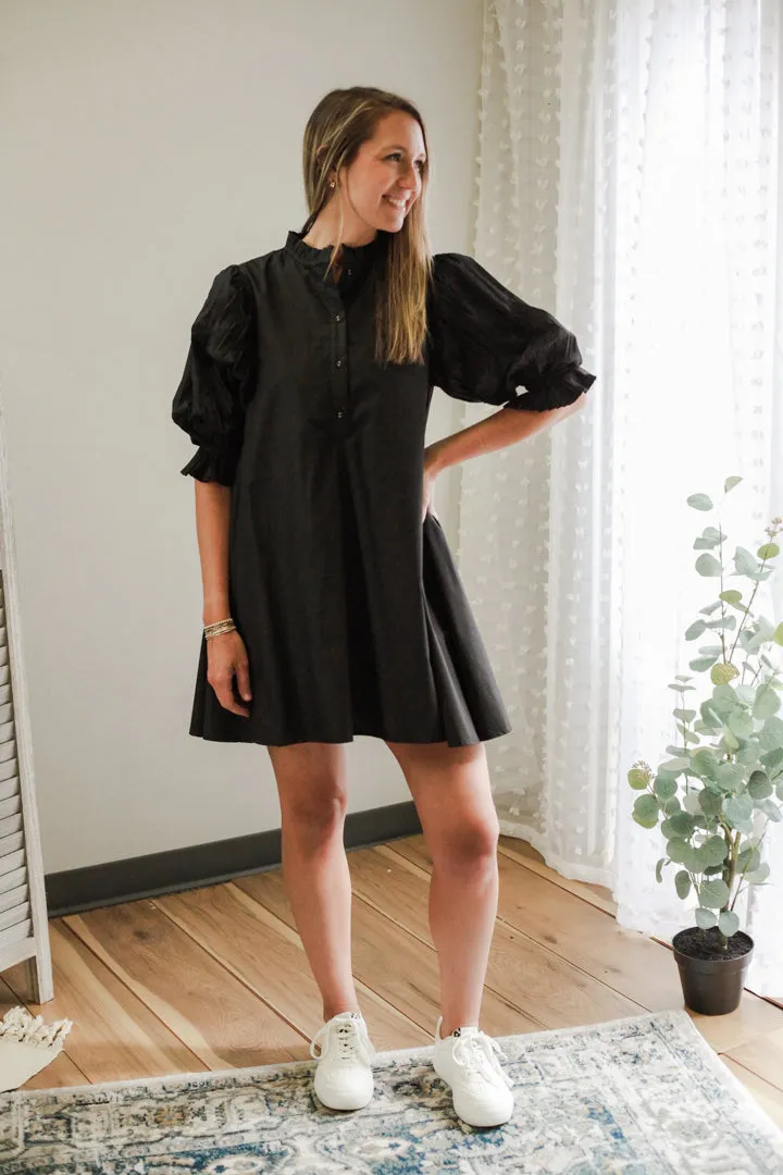 Pleated Sleeve Dress