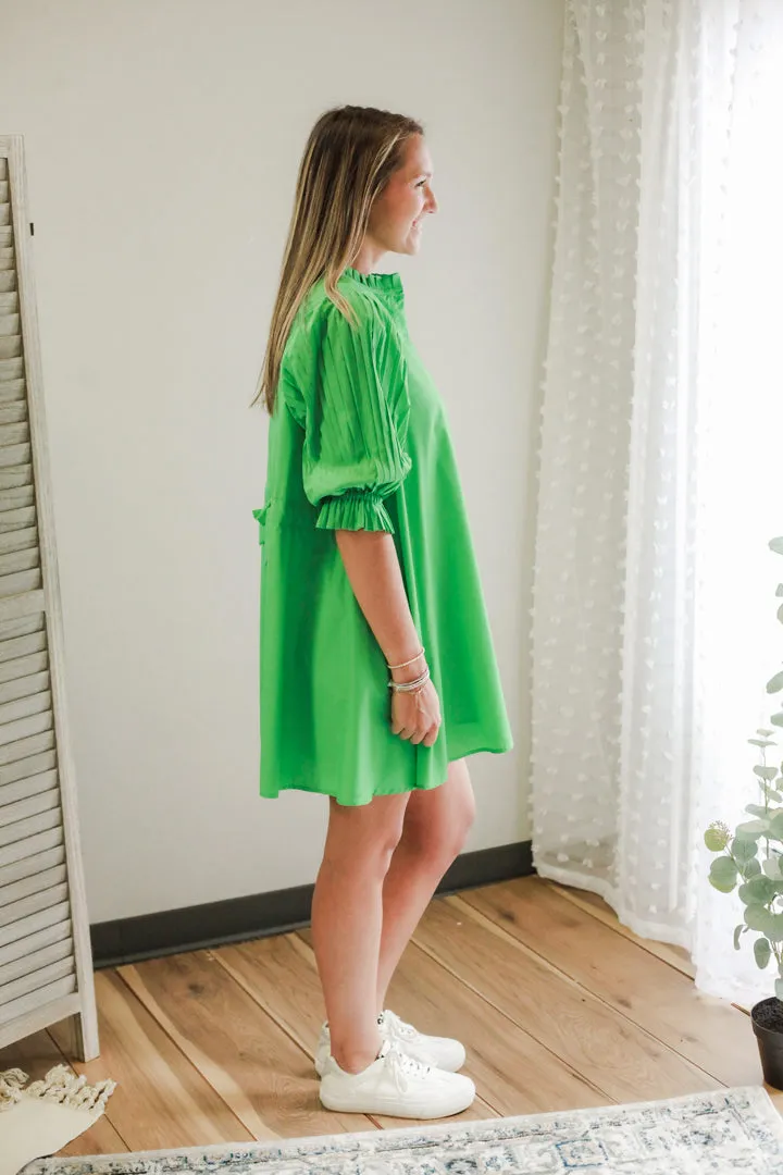 Pleated Sleeve Dress