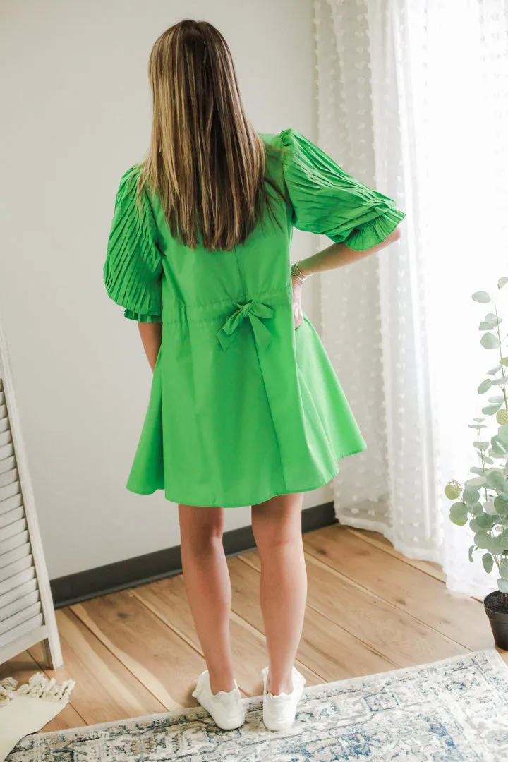 Pleated Sleeve Dress