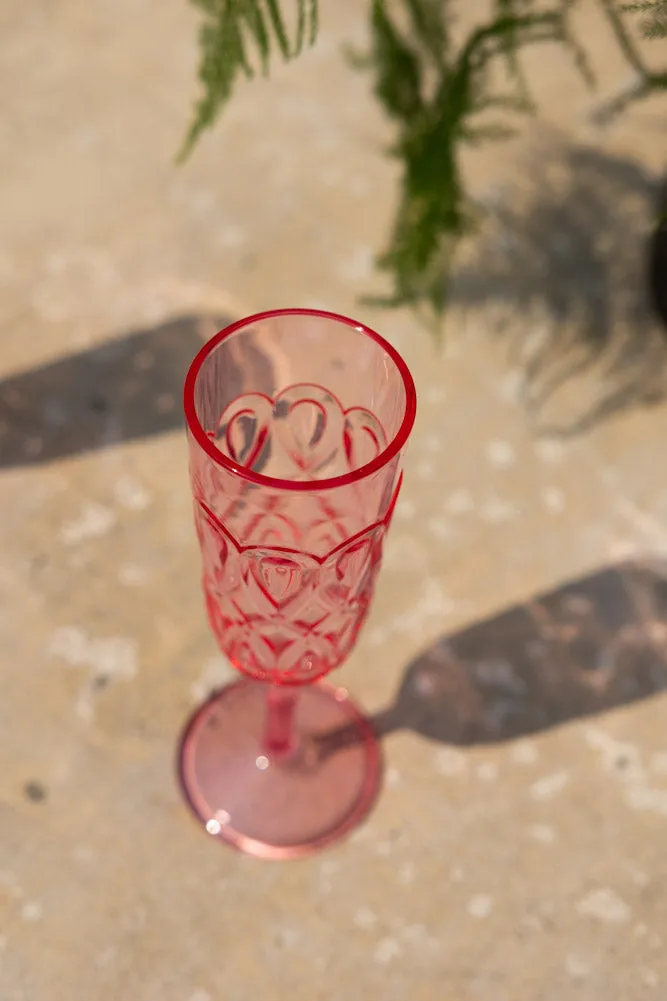 Pretty Embossed Pink Picnic Champagne Glass