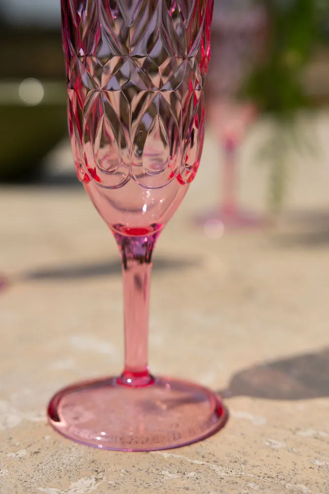 Pretty Embossed Pink Picnic Champagne Glass