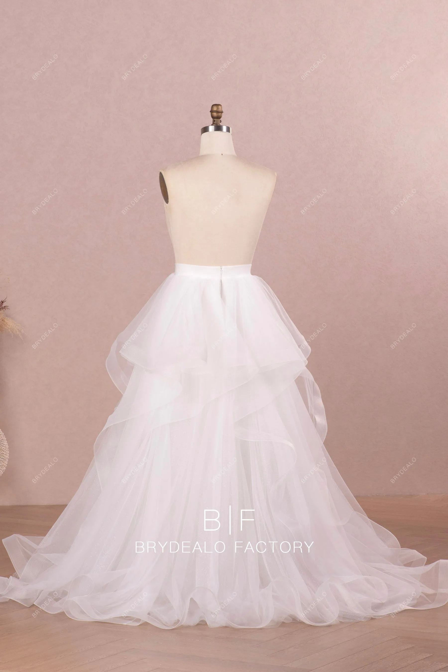 Princess White Tulle Ruffled Long Puffy A-line Bridal Skirt