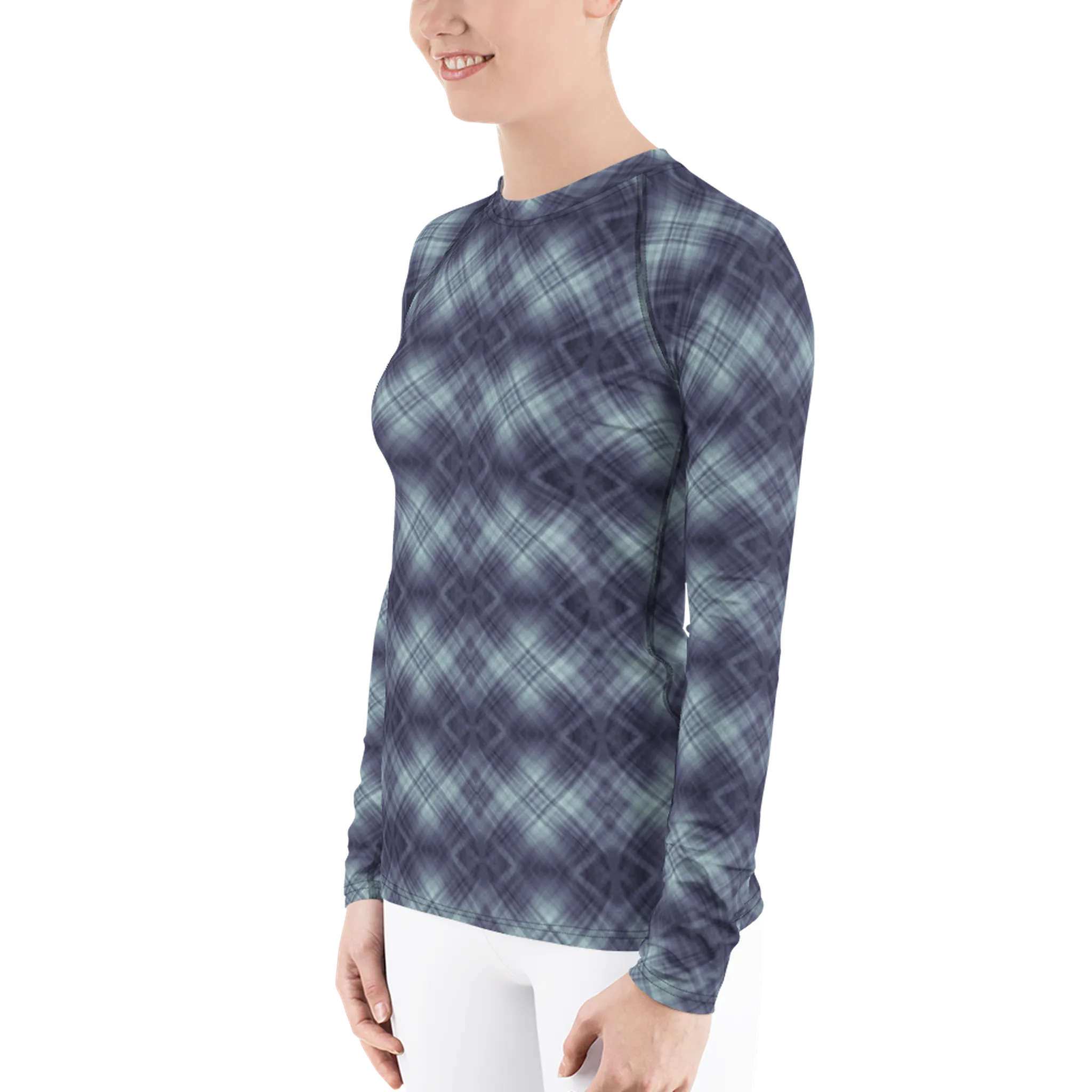 Recursia Argyle Rewired I Women's Rash Guard In Blue