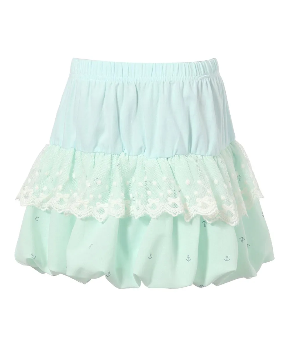 Richie House Aqua Lace Ruffle A-Line Younger Girls Skirt