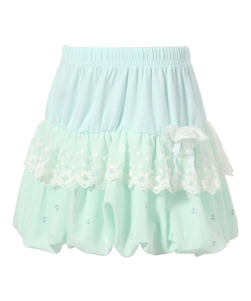 Richie House Aqua Lace Ruffle A-Line Younger Girls Skirt