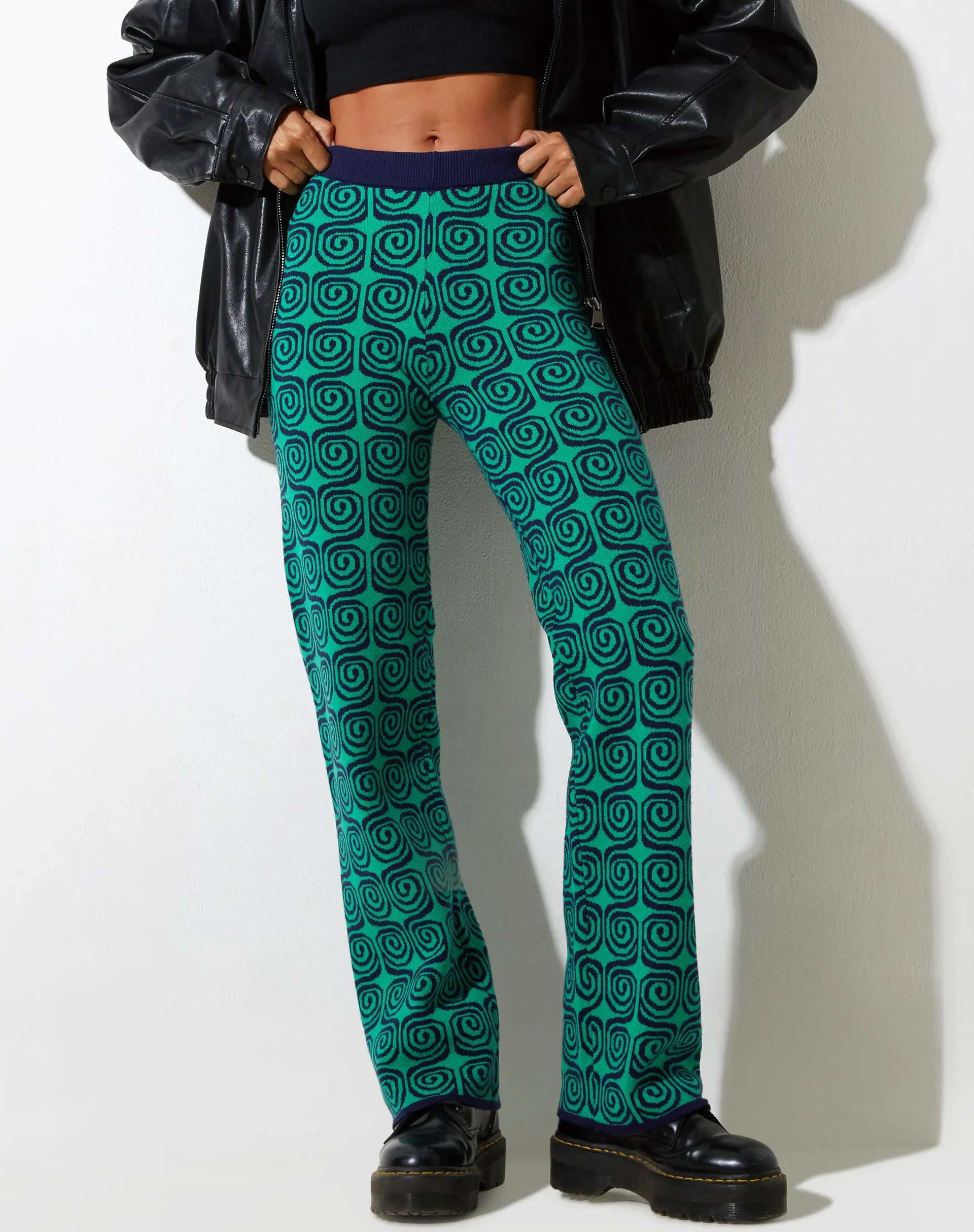 Sabila Trouser in Swirl Green and Blue