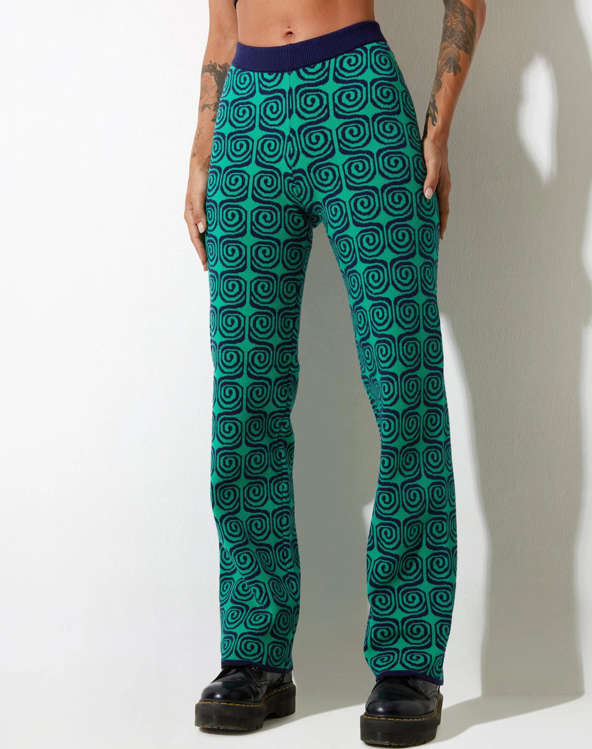 Sabila Trouser in Swirl Green and Blue