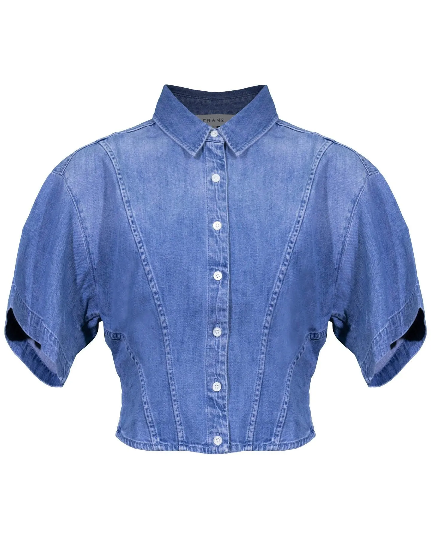 Seam Detail Crop Denim shirt