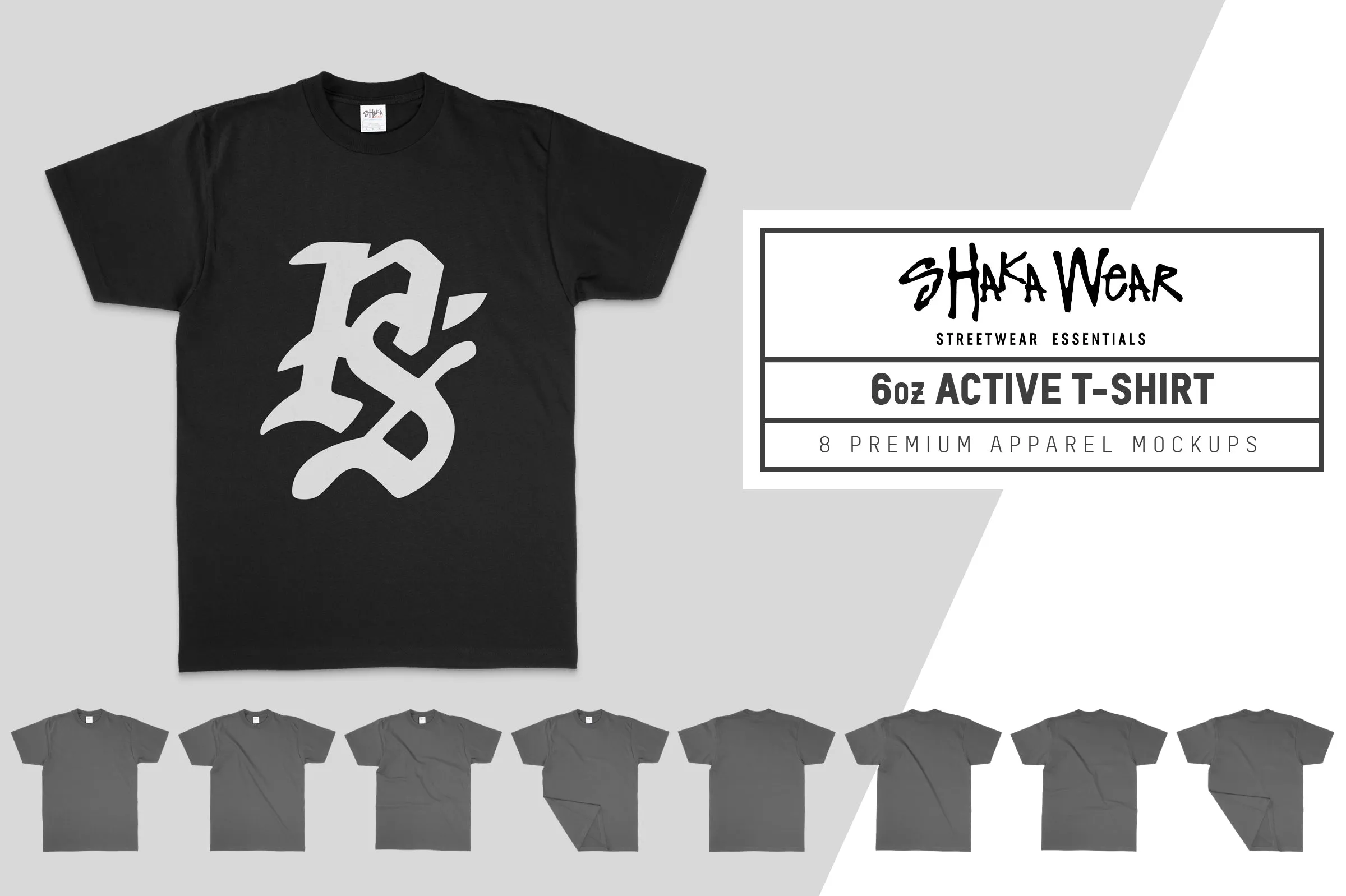 Shaka Wear 6oz Active T-Shirt Mockups