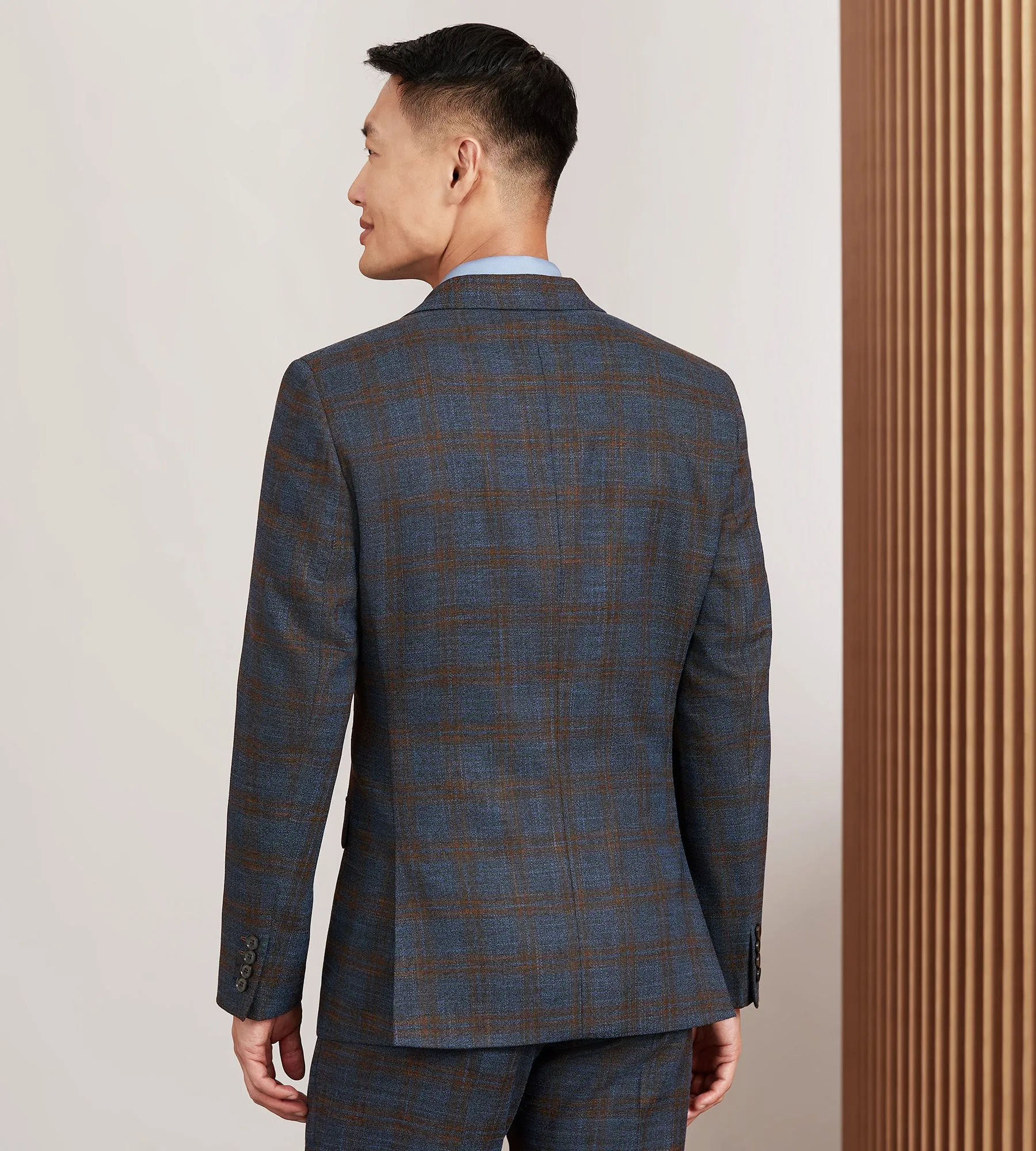 Slim Fit Blue Plaid Suit