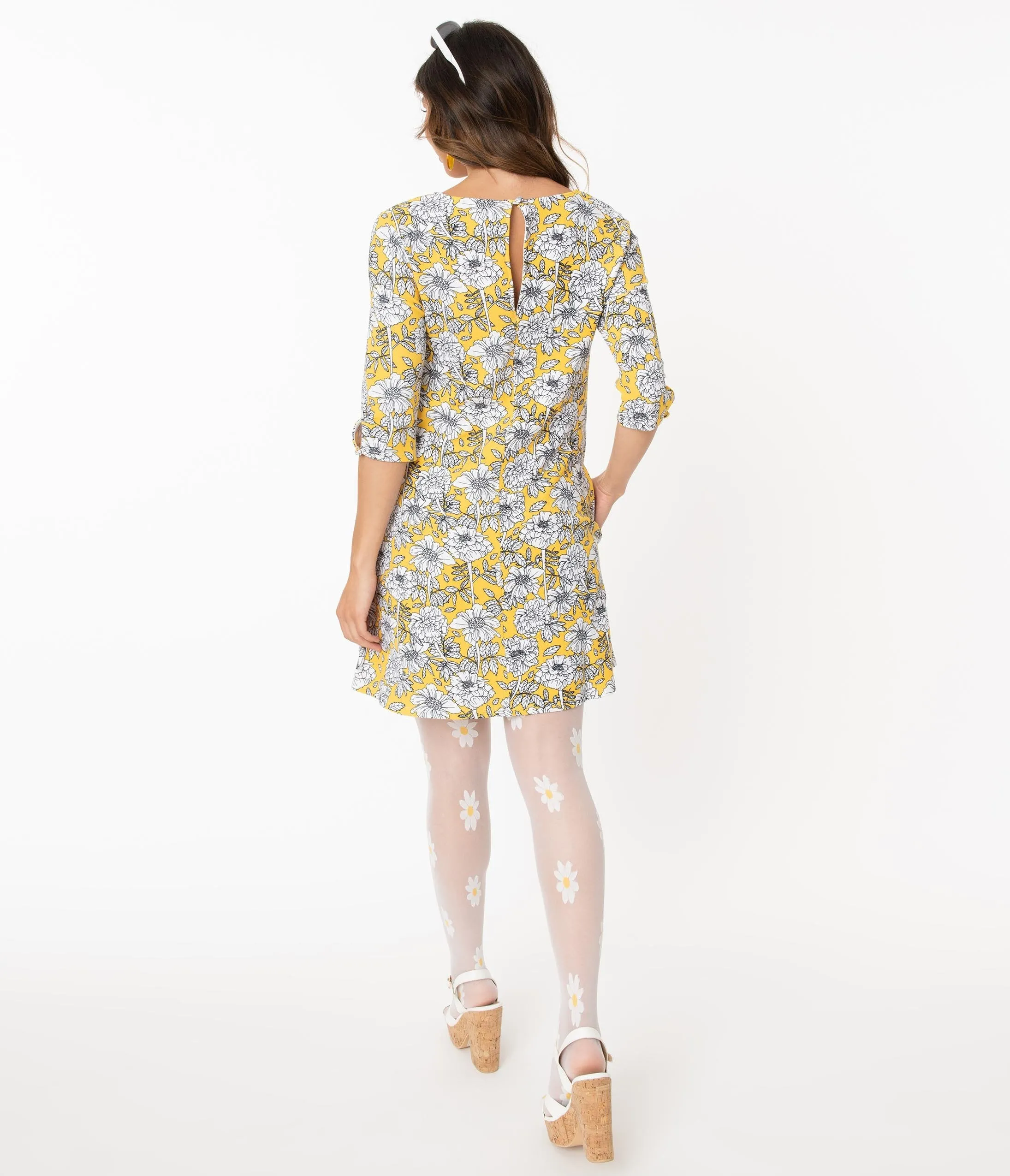 Smak Parlor Yellow Floral Cosmic Shift Dress