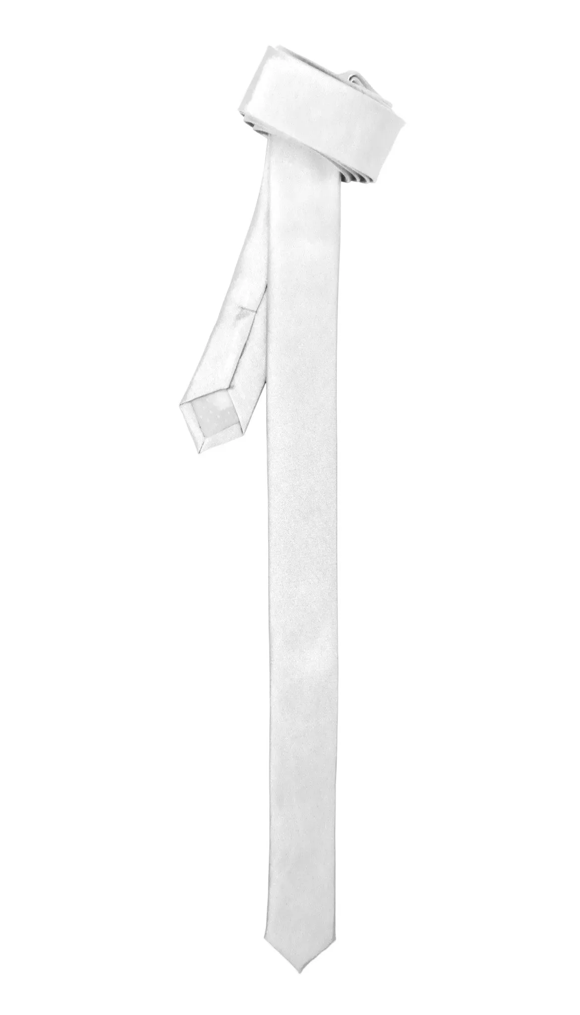 Super Skinny White Shiny Slim Tie